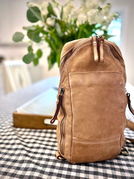 Alex Leather Sling in Taupe