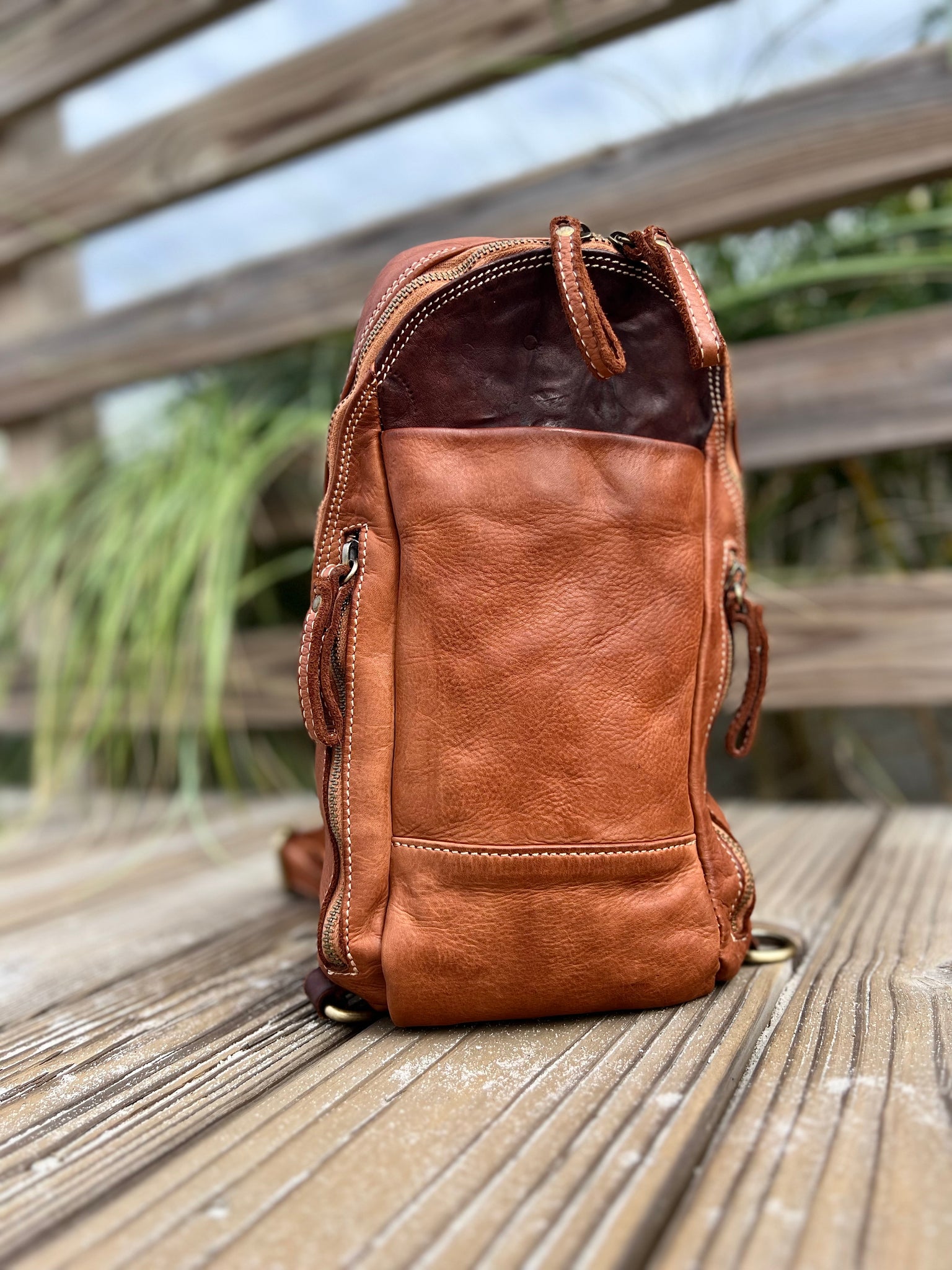 Alex Leather Sling in Cognac