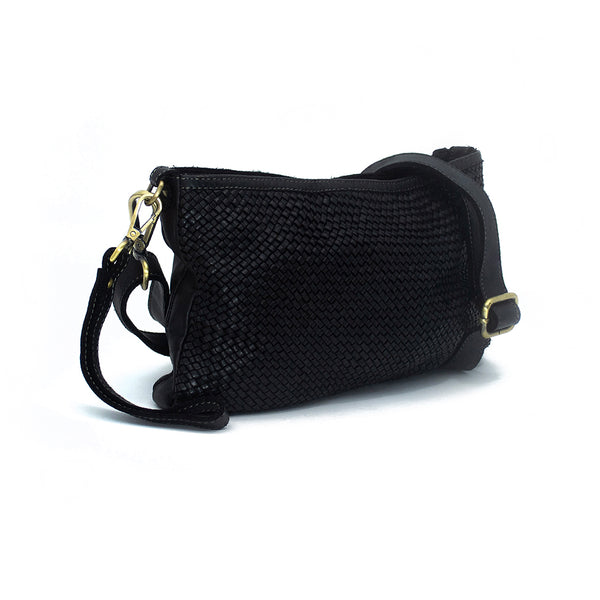 Laura Woven Crossbody in Black