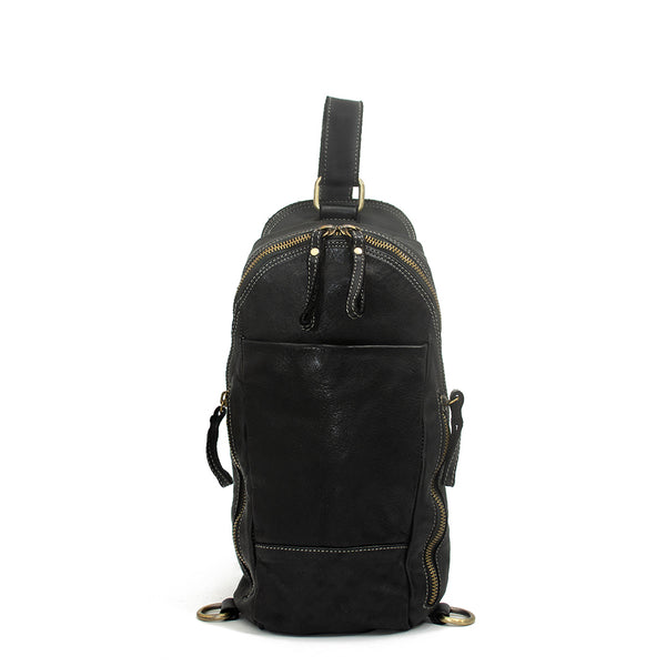 Alex Leather Sling in Black