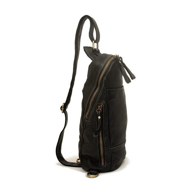 Alex Leather Sling in Black