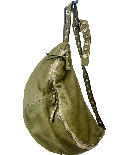 Large Leather Bella Sling Bag in Olive