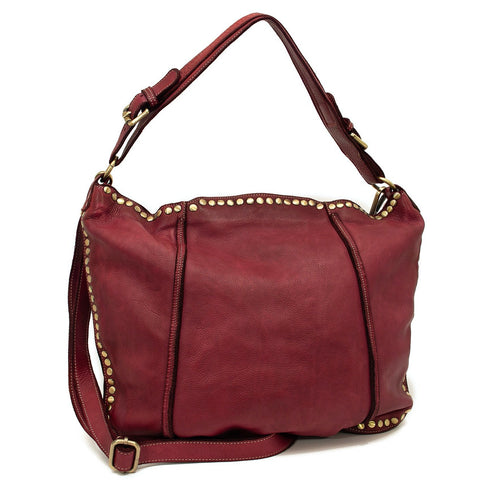 Bolsa Nova Anna Studded Leather Hobo Bag