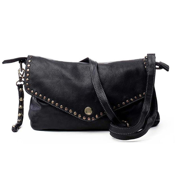 Aria Envelope Crossbody in Black with Studs