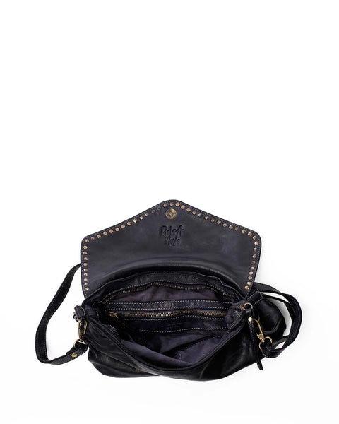 Inside View of Aria Envelope Crossbody in Black with Studs