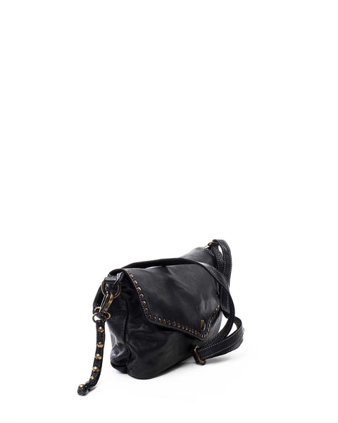 Side View of Aria Envelope Crossbody in Black with Studs