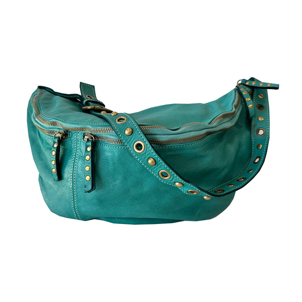 Large Leather Bella Sling Bag in Ultramarine Green