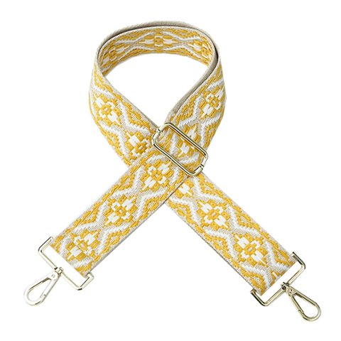 Yellow and White Woven Shoulder Strap