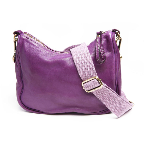 Back of 2 Piece Leather Hobo with Studs and Change Purse in Purple