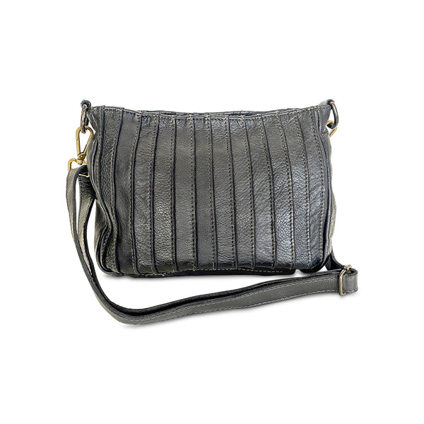 Andrea Patched Leather Crossbody in Black