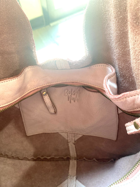 Inside of Jen Unlined Tote in Dusty Pink