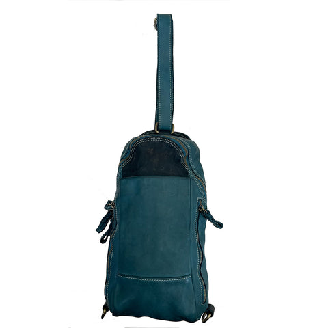 Alex Leather Sling Bag in Teal