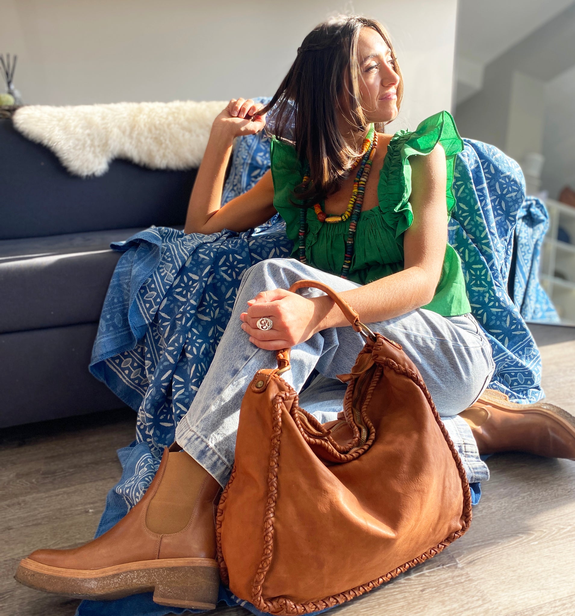 Gabby Hobo in Cognac on Model