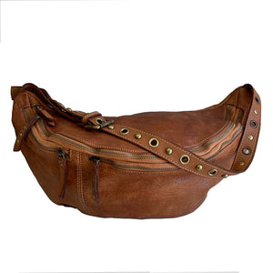 Large Leather Bella Sling Bag in Cognac