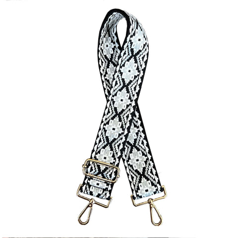 White, Grey and Black Woven Shoulder Strap