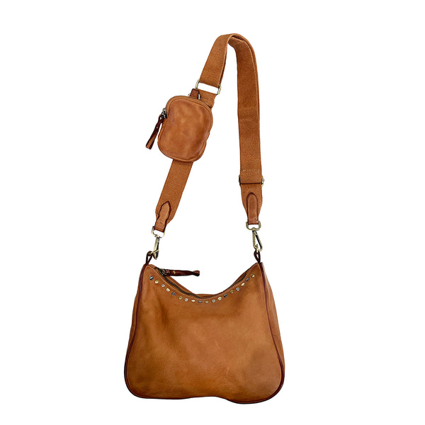 2 Piece Leather Hobo with Studs and Change Purse