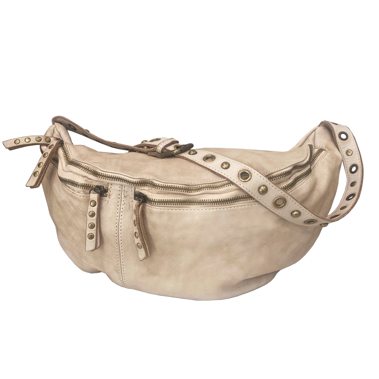 Large Leather Bella Sling Bag in Bone