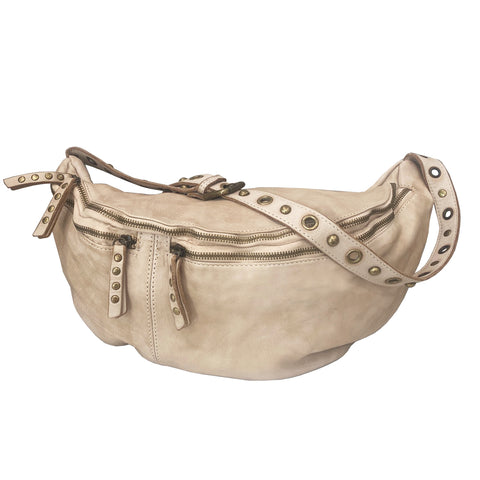 Large Leather Bella Sling Bag in Bone
