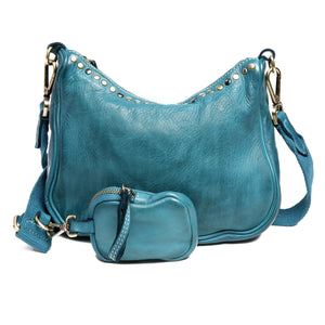 2 Piece Leather Hobo in Teal