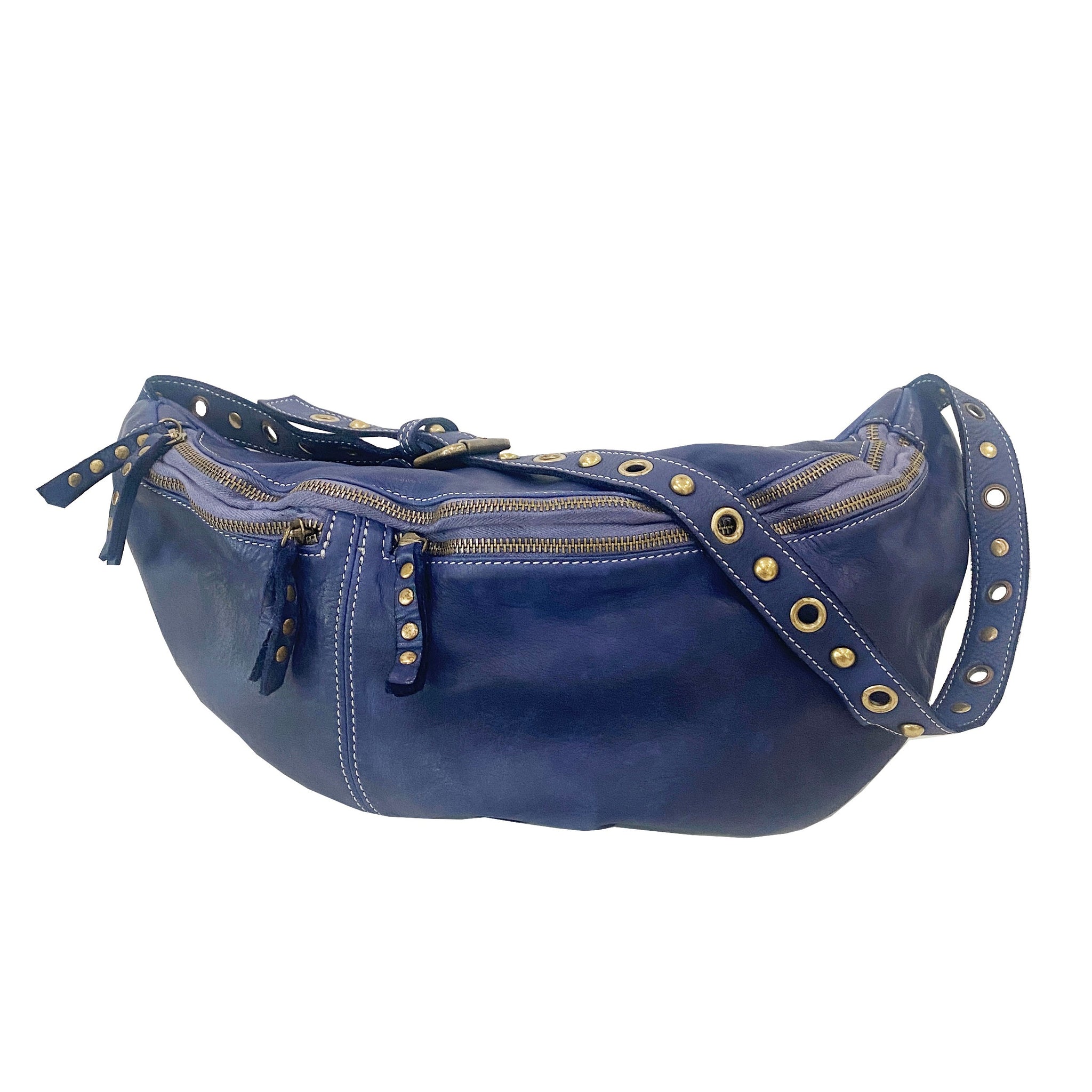 Large Leather Bella Sling Bag in Navy