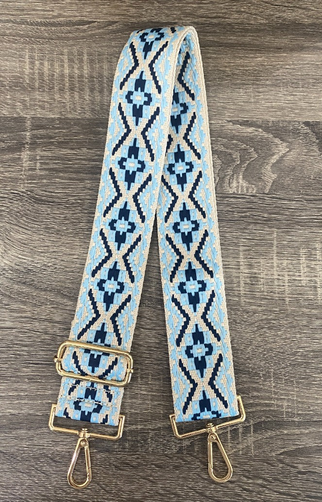 White and Blue Woven Shoulder Strap