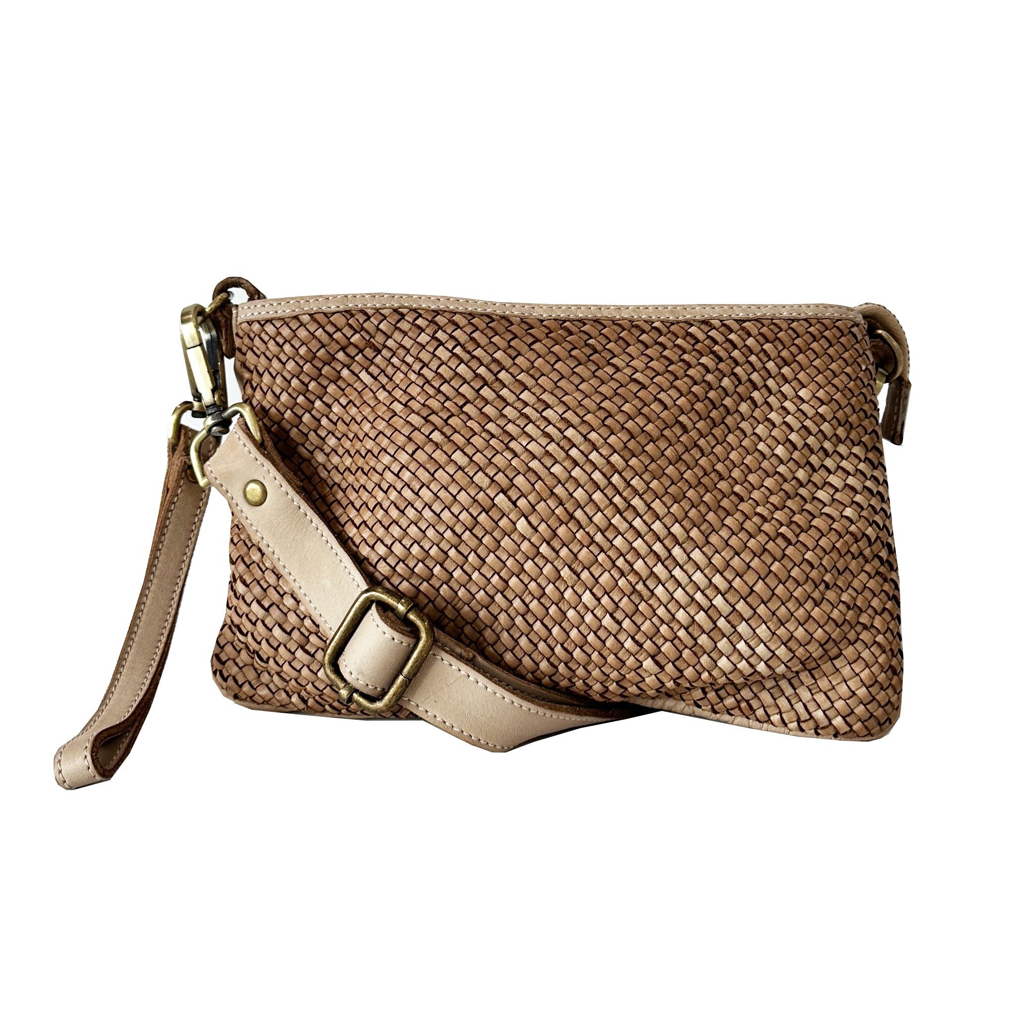 Laura Woven Crossbody in Taupe