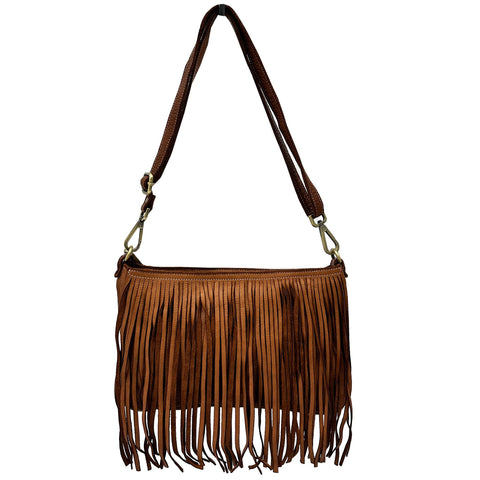 Fringe Crossbody in Cognac