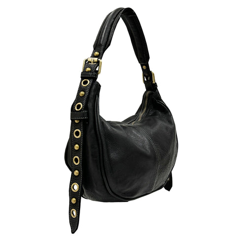 Versilia Leather Handbag (Black) — Evaro Italia