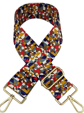 Printed Fabric Shoulder Strap- Multi color stained glass print