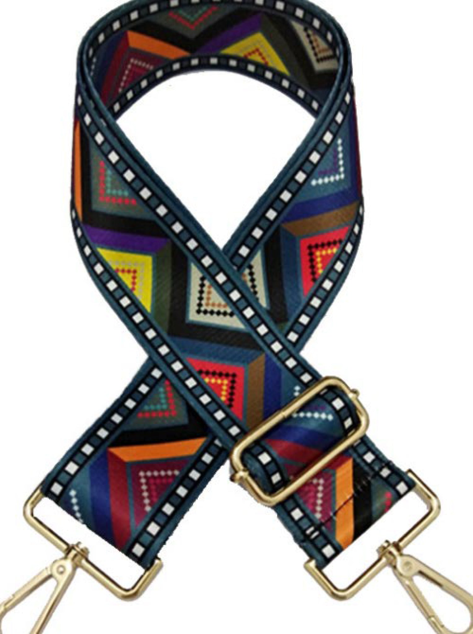 Printed Fabric Shoulder Strap- Multi color triangle print