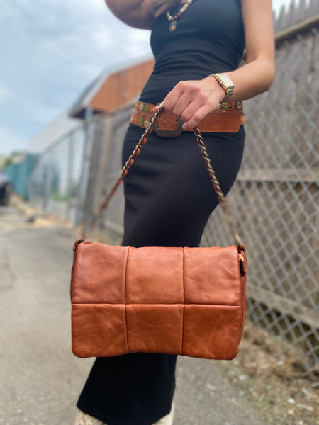 Tina Quilt Crossbody in Cognac