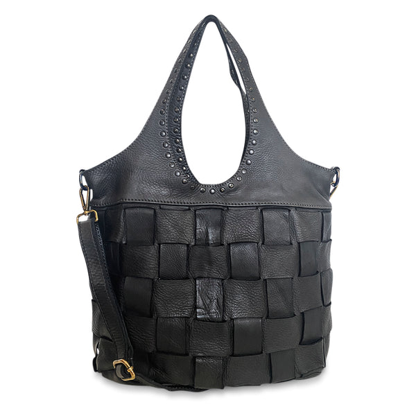Norma Woven Tote in Black